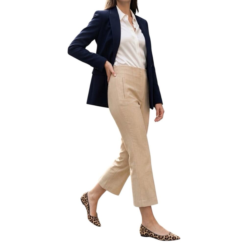 Veronica Beard Beige Arte Kick Flare Pant Quiet Luxury Trousers Tan Size 4